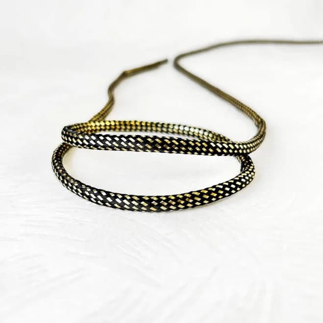 Metallic Gold & Black Braided Cord - Black & Gold