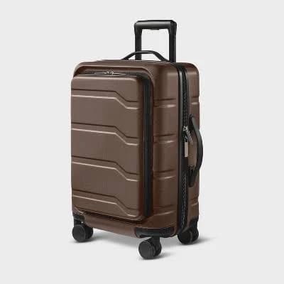 Open Story Hardside Carry On Spinner Suitcase with Front Pocket