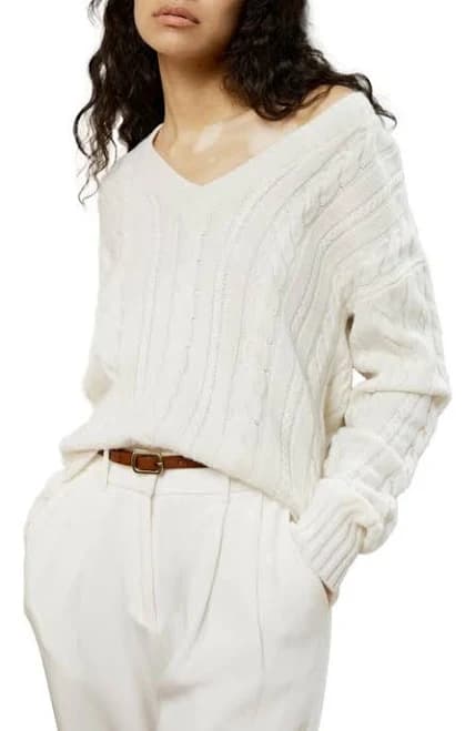 Lilysilk Women's Cable-Knit Wool-Cashmere Blend Sweater