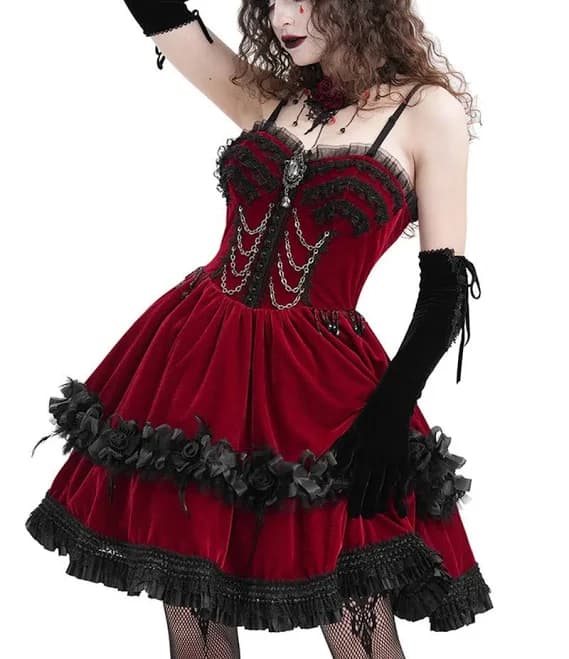 Lovebites Velvet Ruffle Dress
