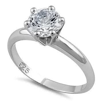 Sterling Silver CZ Solitaire Engagement Ring
