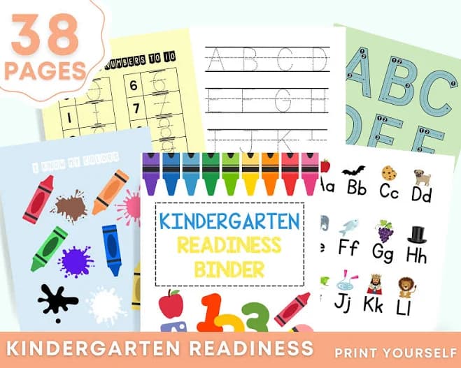 Kindergarten Readiness Binder Printable Pages, Homeschool Learning Binder, Preschool Busy Book, Early Learning Binder, Homeschool Workbook