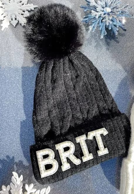 Custom Pearl and Rhinestone Monogram Shimmer Beanies Letters