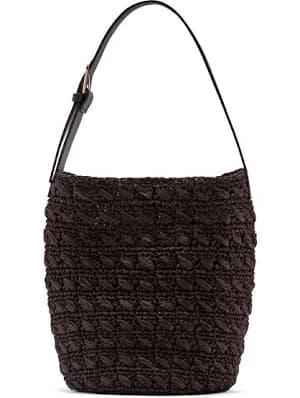 MANGO Women's Natural Fiber Raffia Shoulder Bag