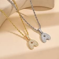 Brass Initial Alphabet A TO Z Cubic Zirconia Pendant & 24" Rope Chain Necklace | eBay