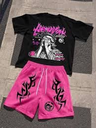 PAVTROS Manfinity Streetrush 2pcs/Set Men's Casual Letter Graphic Round Neck Short Sleeve T-Shirt And Shorts Set, Summer Graphic Tees Streetwear | SHEIN USA