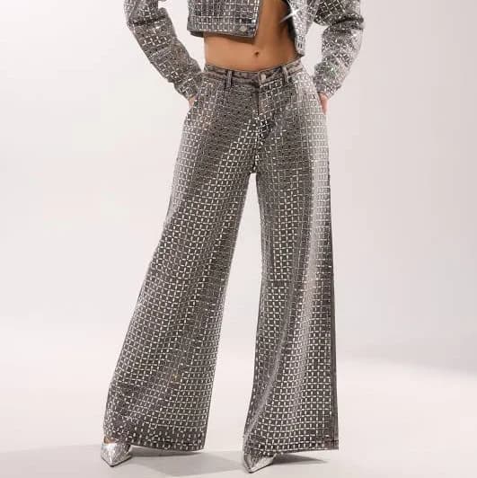 Akira Pick N Choose Rhinestone Wide Leg Denim