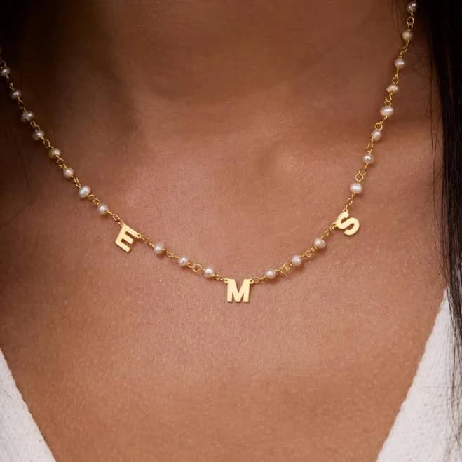 Minimalist Handmade Freshwater Pearl Initial Necklace