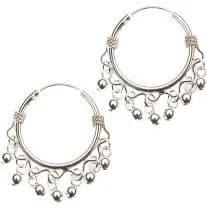 925 Sterling Silver Hoop Earrings with Dangling Beads