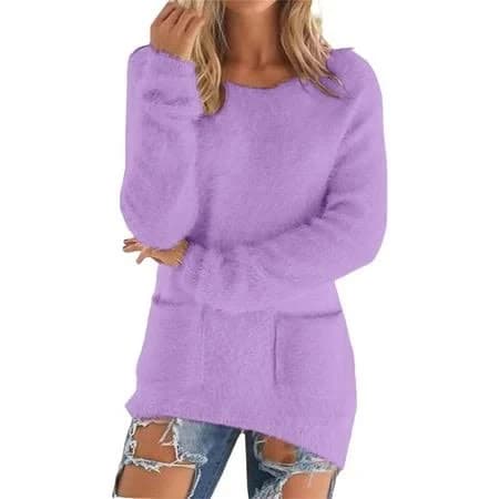 Women's Fuzzy Long Sleeve Sweater