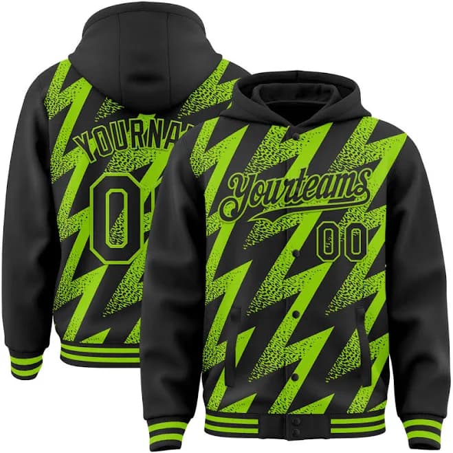 3D Zigzag Shape Bomber Hoodie
