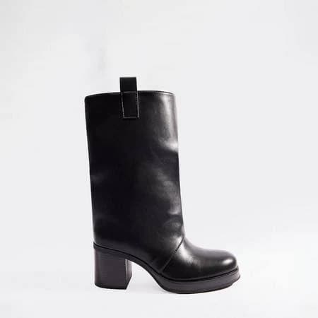 Piper Women's Platform Block Heel Mid Calf Faux Leather Boot