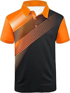Mens Golf Shirt Short Sleeve Sport Moisture Wicking Performance Print Golf Polo Shirts for Men Collared Casual T-Shirt