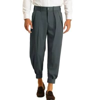 Lars Amadeus Men's Cropped Double Pleated Pants