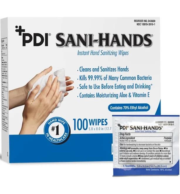 Sani-Hands Hand Sanitizer Wipes 100 Packets Per Box