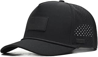 American Flag Golf Hat – Black Performance Rope Cap – Patriotic USA Golf Hat – Adjustable, Breathable