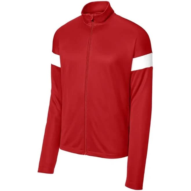 Sport-Tek Men's Travel Full Zip Jacket in Red/White, Size: Youth Medium, Polyester