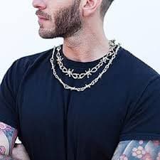 KESOCORAY Punk Gothic Thorns Metal Barbed Wire Chain Necklace Silver Fine Jewelry for Men Women(Fine Chains Necklace) | Amazon.com