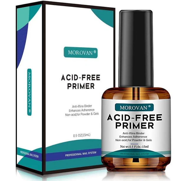 Morovan Acid Free Nail Primer Professional Gel Nail Primer for Acrylic and Gel Nail Polish No Lift Primer Nail Prep Bond 0.5 oz No Burn Fast Air Dry