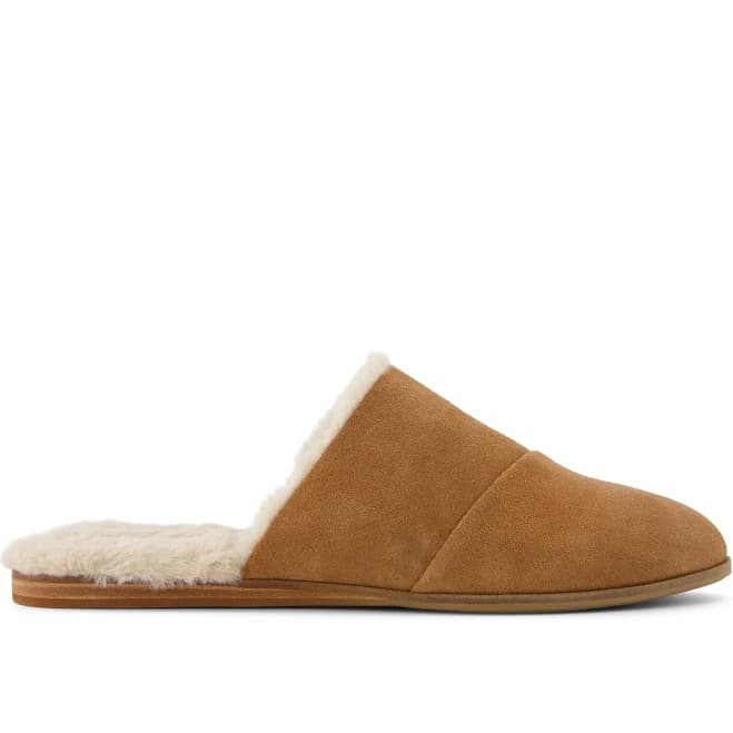 TOMS Womens Jade Faux Fur Suede Flat