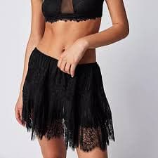LYSINK Women Lace Mini Skirt Y2k Ruffle Low Waist Half Slip Skirt Layered Pleated Flowy Short Skirt Streetwear (Black, S) at Amazon Women's Clothing store