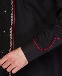 Rodeo Clothing Black with Horseshoe Embroidery Longsleeve Men's Snap S