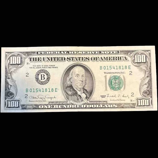 Lightly Circulated Small Face $100 Bill (one Hundred Dollar Bill) -