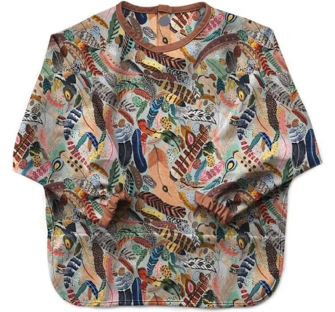 Little Kid Feather Fields Long Sleeve Smock Bib