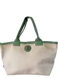 Marc By Marc Jacobs Green and Cream Canvas Tote Bag