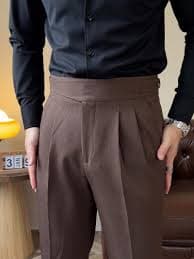 Men Casual Suit Pants High Waist Italian Gurkha high-waist Formal Dress Trousers | eBay