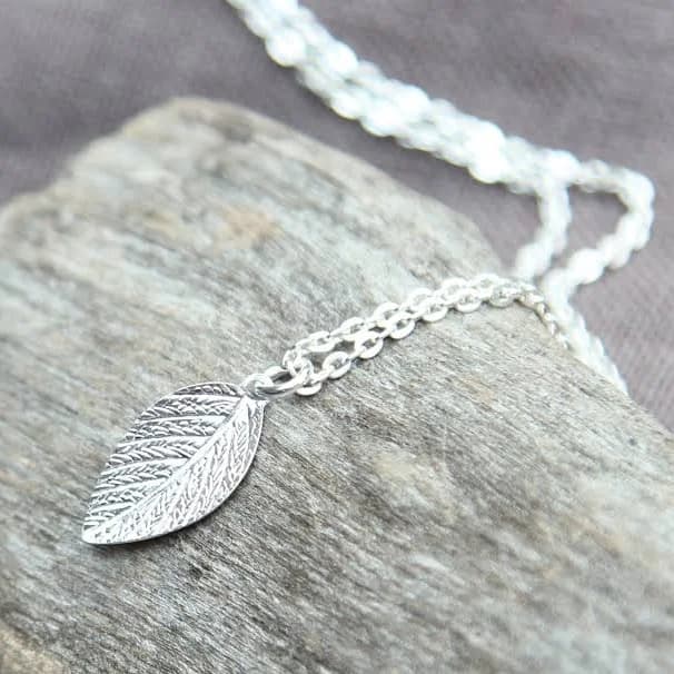 Sterling Silver Minimal Leaf Necklace