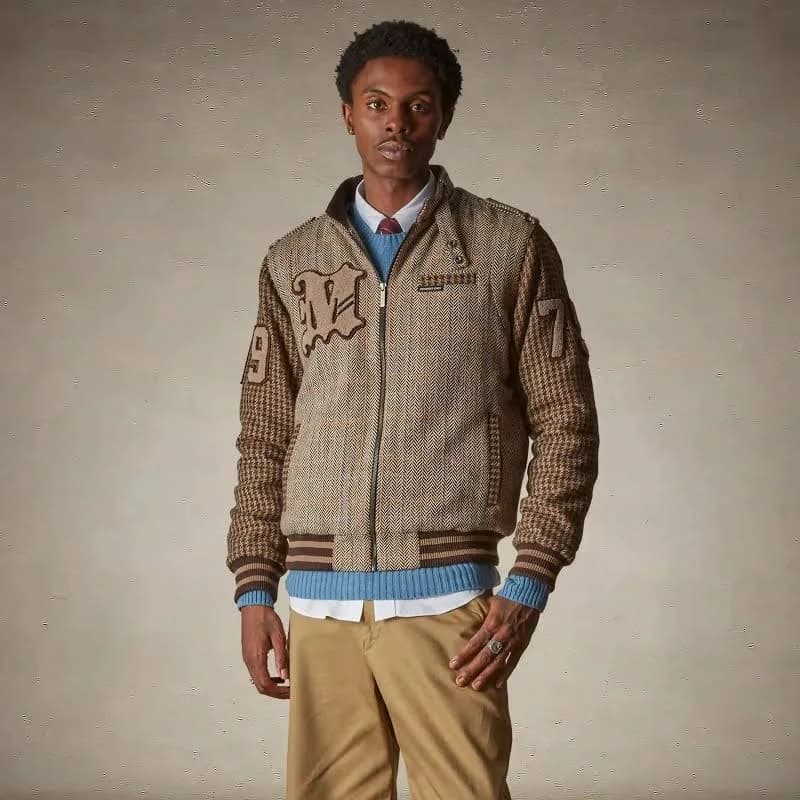 Members Only Men's Faux Leather Varsity Jacket