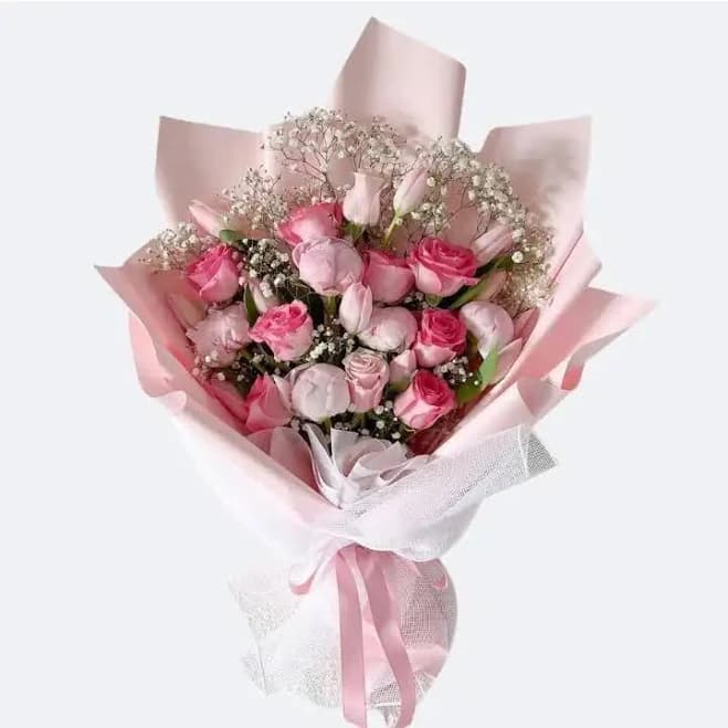 Blush Pink Tulip, Rose & Peonies Bouquet