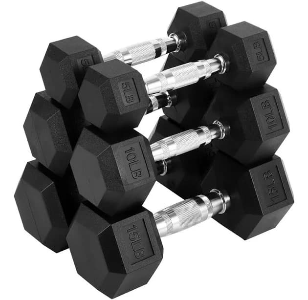 60/90/100/110 Lb Hex Dumbbell Set, Rubber Encased Free Weights for Strength Training & Home Gym Fitness, Hand Weight Exercise Equipment OUTGOODS
