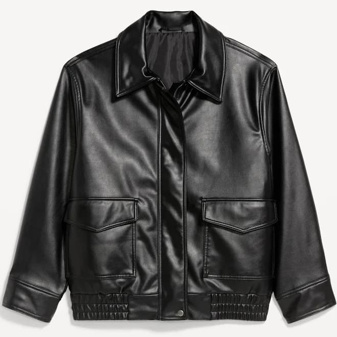 Old Navy Women's Oversized Faux-Leather Bomber Jacket