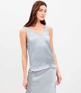 Women's Loft Satin Double V Tank Top Size