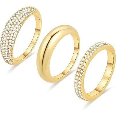 14K Gold Plated Chunky Cubic Zirconia Engagement Ring