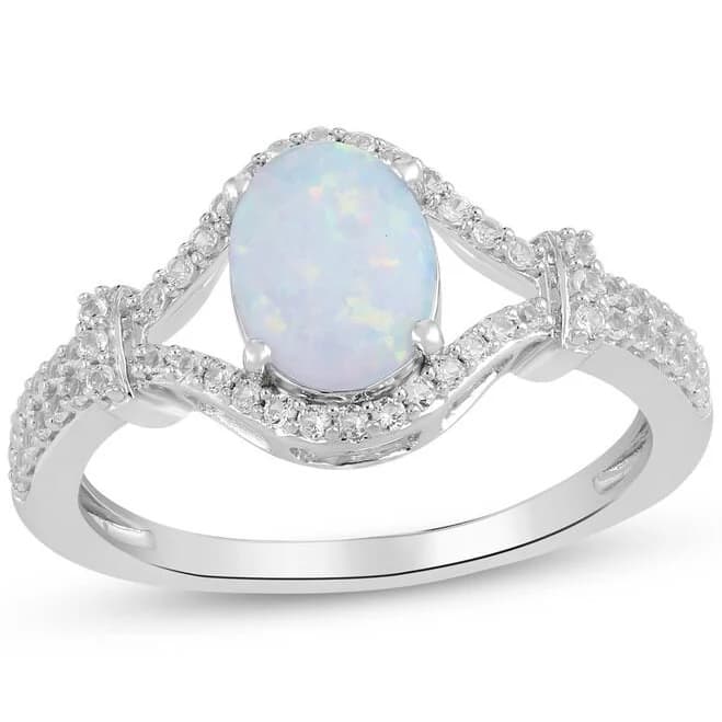 1 ct. t.w. Lab-Created Opal and White Sapphire Ring in