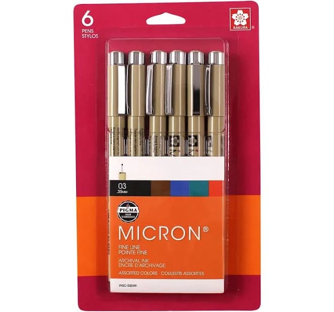 Sakura Pigma Micron Pens 03 .35mm 6/Pkg