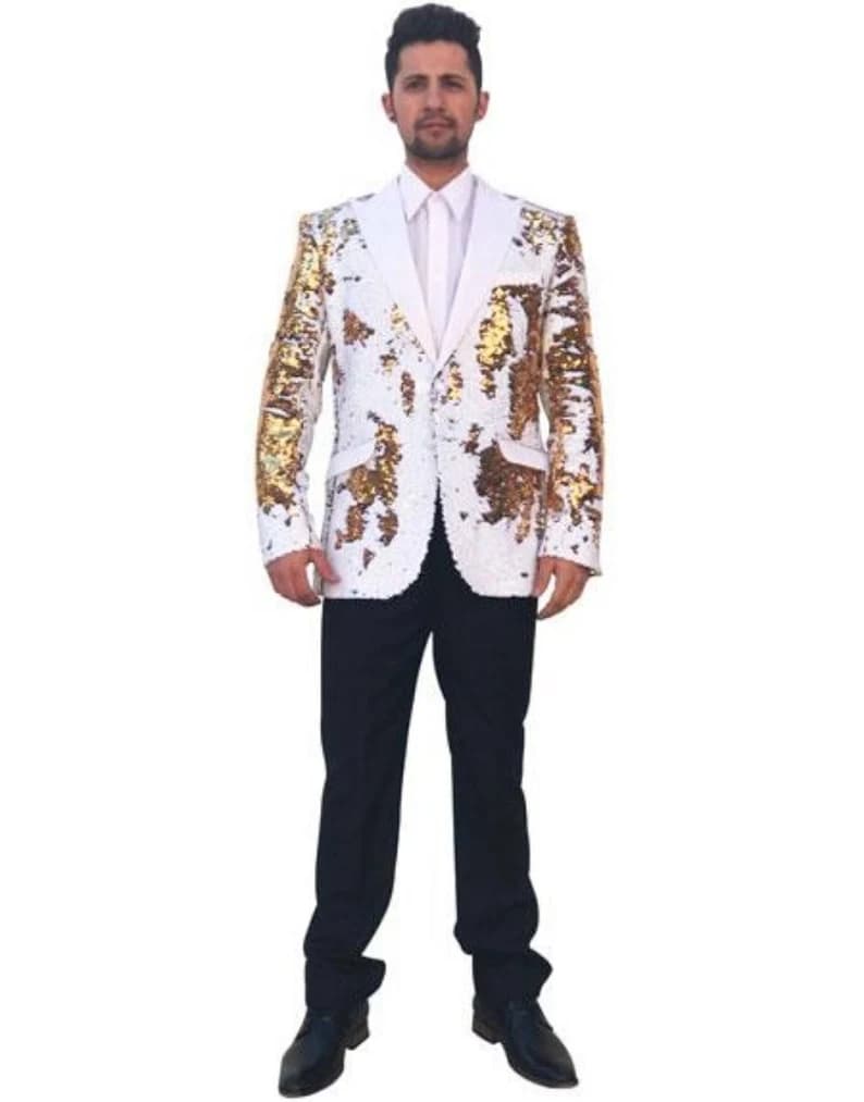 Shiny Sequin Tuxedo Blazer