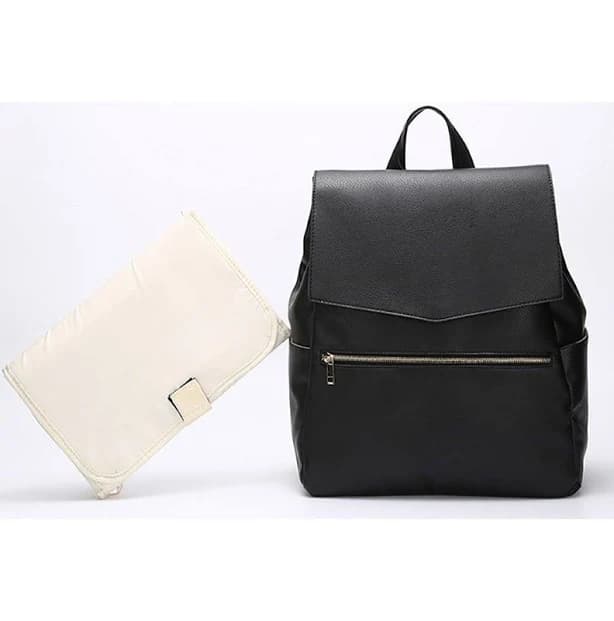 Baby Exo PU Leather Diaper Backpack, black
