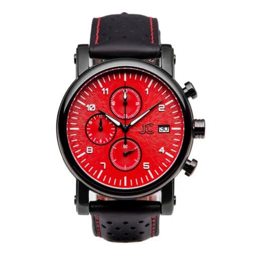 J.Ciro S3 Chronograph Watch with Red Stitch Strap