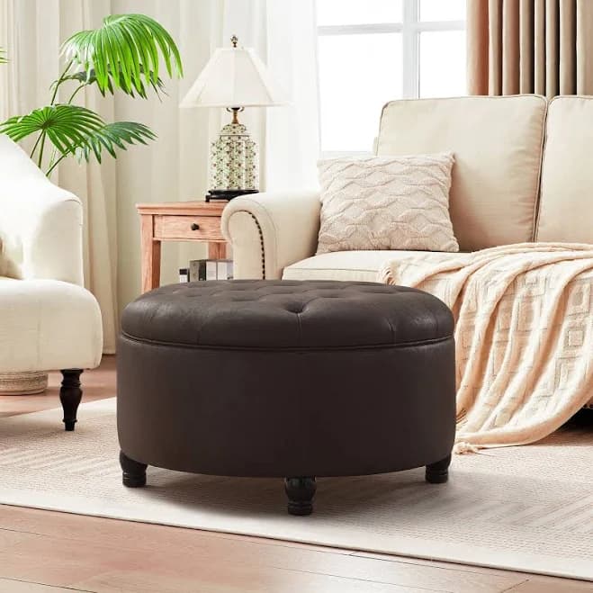Tufted Round Storage Ottoman