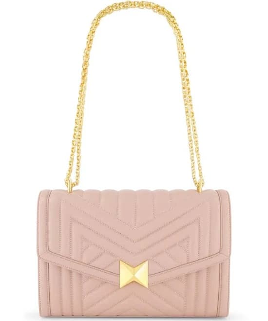 Mac Duggal Quilted Napa Leather Handbag with Gold Plated Hardware