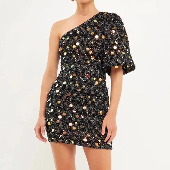 Endless Rose Women's One-Shoulder Sequin Mini Dress