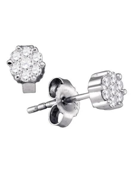 1/6 CTW Flower Cluster Diamond Stud Earrings
