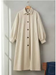 New with Tags】Large Size LL GeeRA Stand Collar Back Pleat Coat Beige