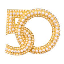Ready to Ship Luxury 18K Gold Tone High Polished White Pearl Covered Sorority 50 Years Anniversary Symbol Lady Number Brooch Pin| Alibaba.com