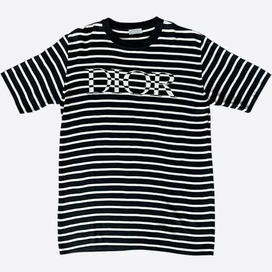 Dior Black & White Striped Logo T-Shirt