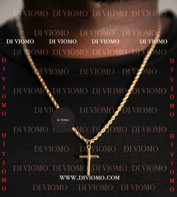 18K Gold Cross Necklace for Men